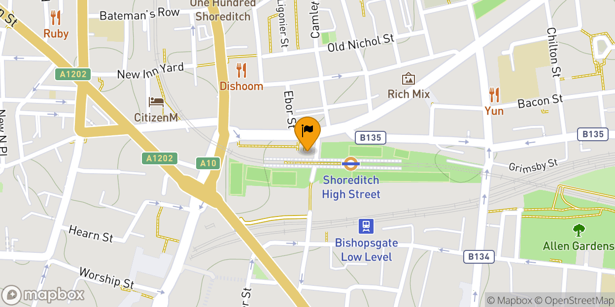 Map of Shoreditch High Street London Overground Station