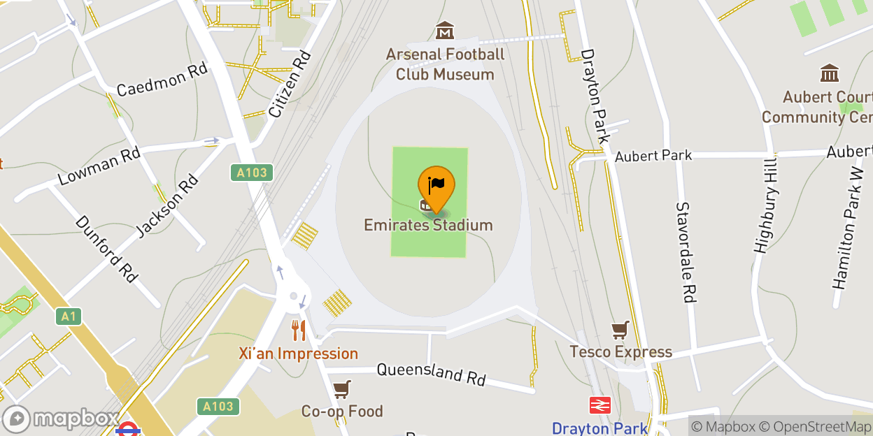 Map of Emirates Stadium