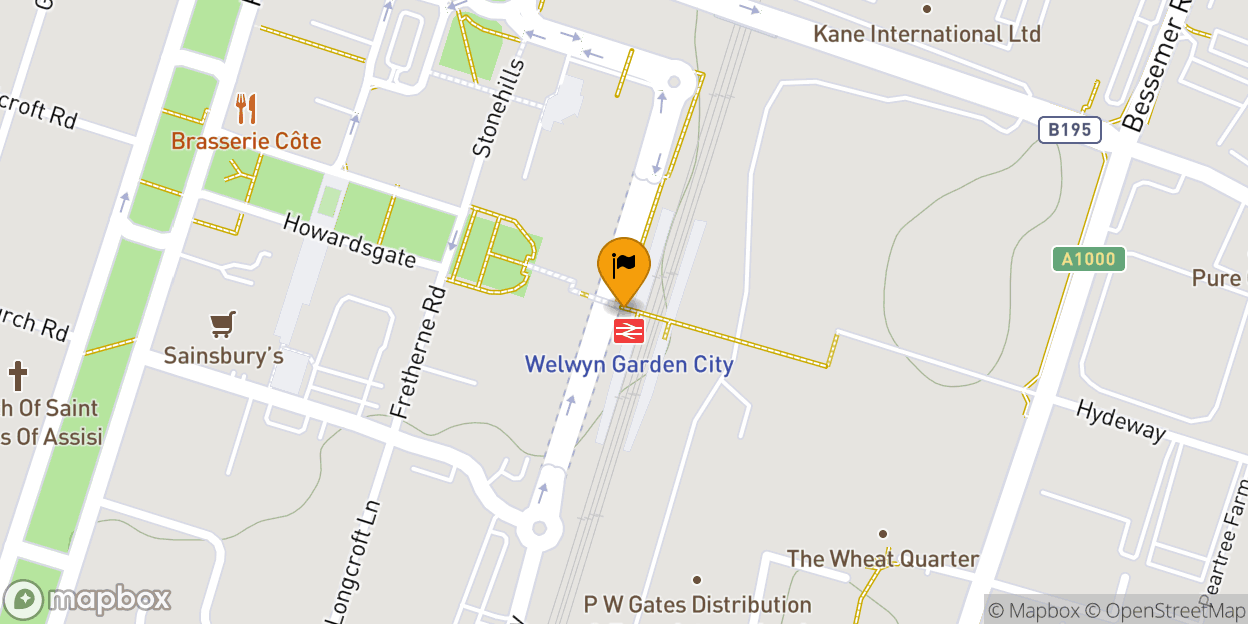 Map of Welwyn Garden City Railway Station (WGC)