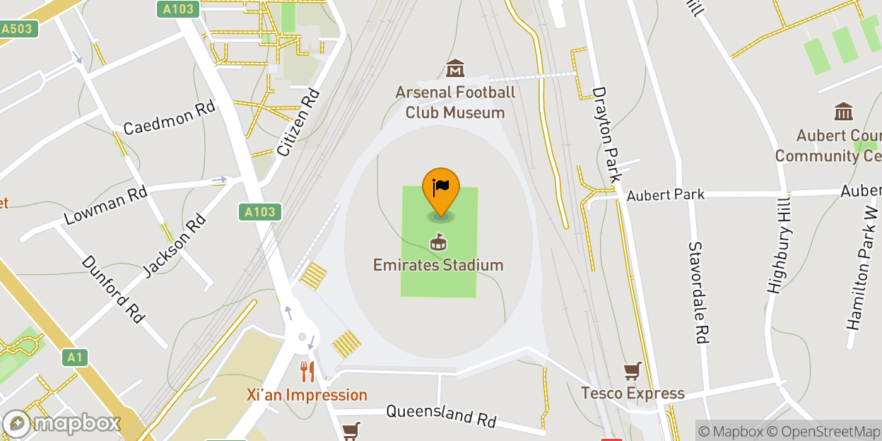 Map of Emirates Stadium